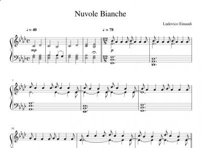 نت پیانو Nuvole Bianche